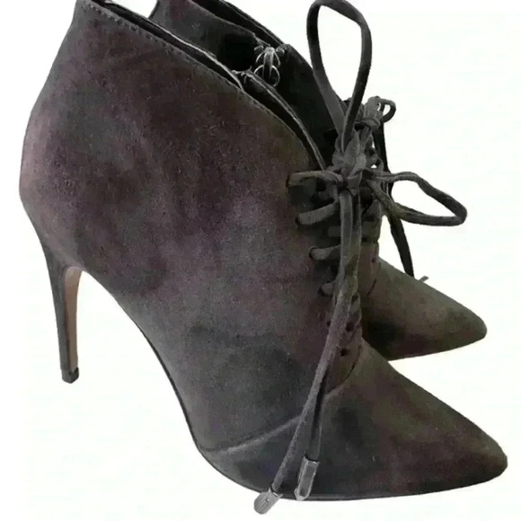 Reiss Suede Lace Up Boots Black Size 7.5 US,‎ 38 EU Heel 4” Booties with Box - Picture 9 of 16
